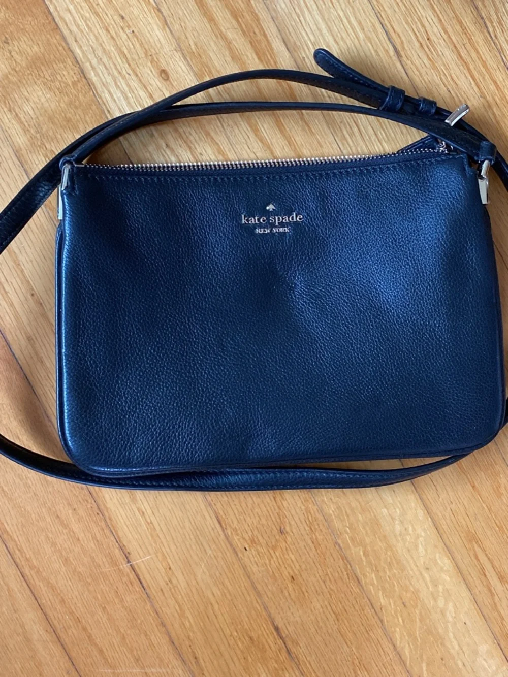 NWOT kate spade Black  Pebbled Leather Crossbody Bag 7”x 10”